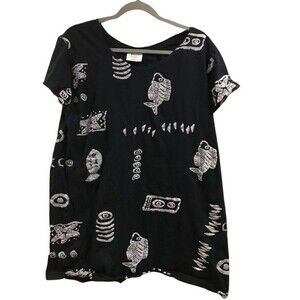 Magu Distributors Beach Swimsuit Coverup XL BLACK Swim Fish Nautical Cotton